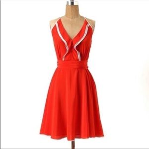 NWT Anthropologie Girls from Savoy red silk dress